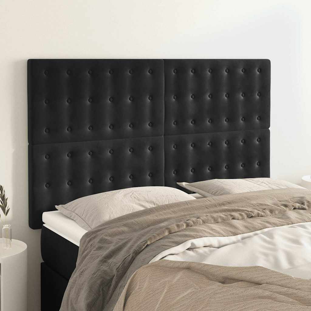 Kopfteil Schwarz 144x5x118/128 cm Samt