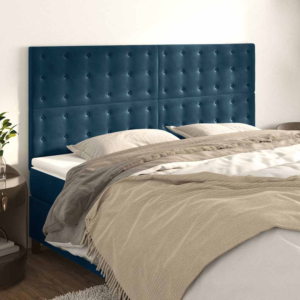 Kopfteil Dunkelblau 180x5x118/128 cm Samt