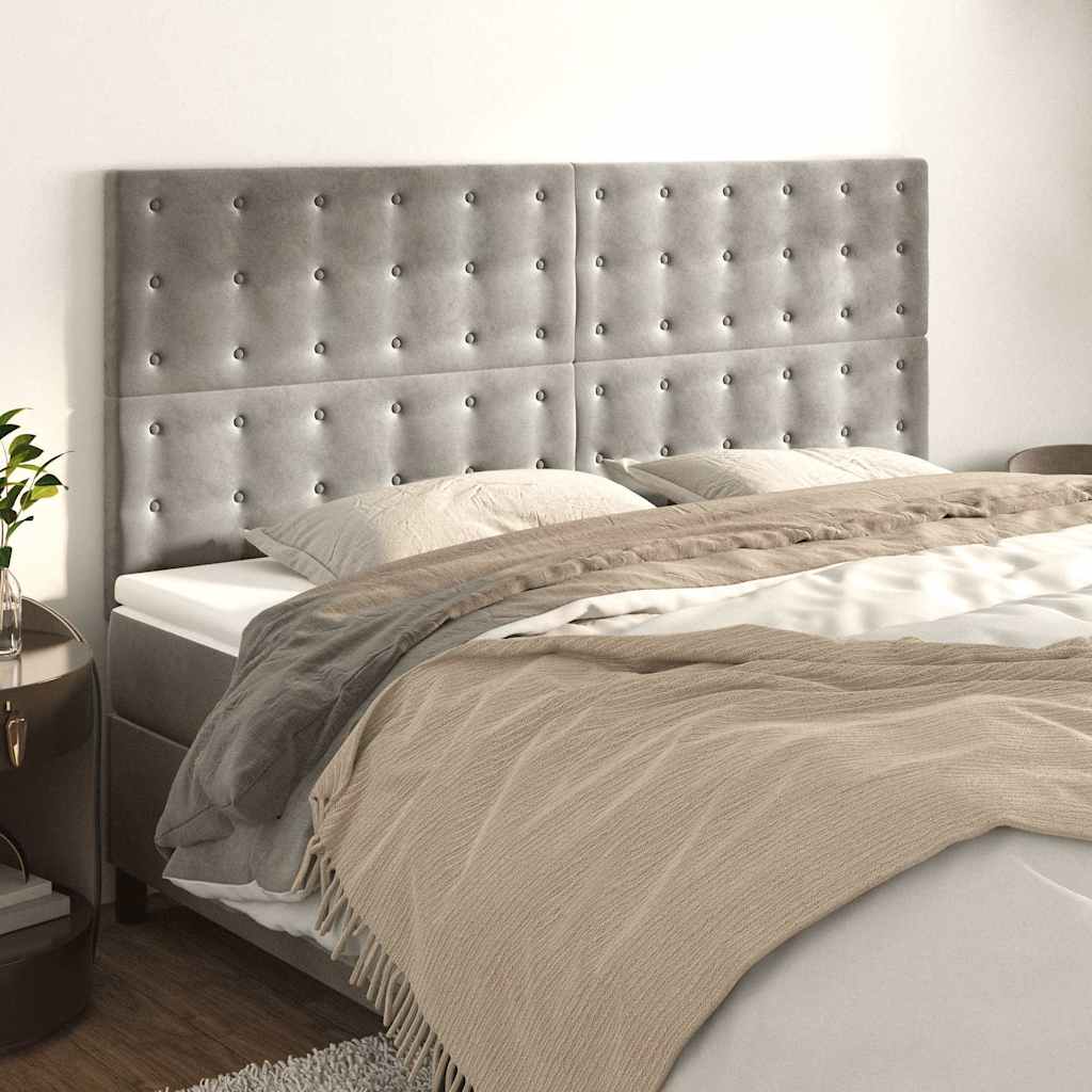 Kopfteil Hellgrau 200 x 5 x 118/128 cm Samt