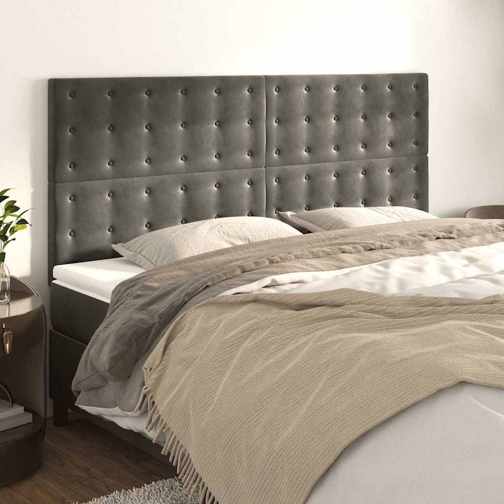 Kopfteil Dunkelgrau 200 x 5 x 118/128 cm Samt