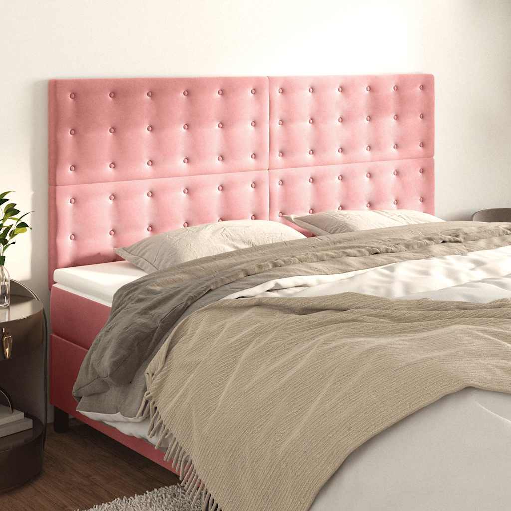 Kopfteil Rosa 200 x 5 x 118/128 cm Samt