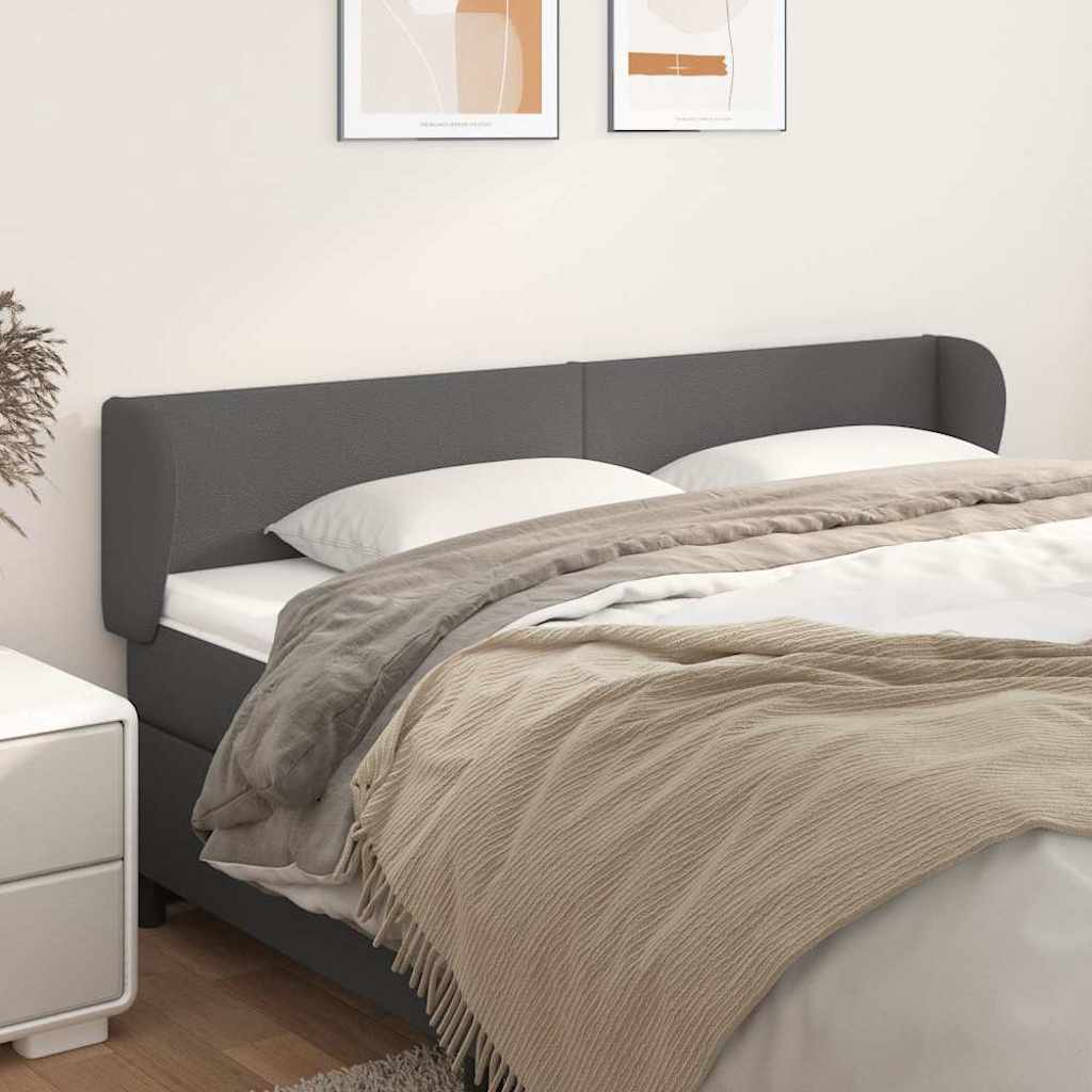 Kopfteil mit Ohren Grau 163x23x78/88 cm Kunstleder
