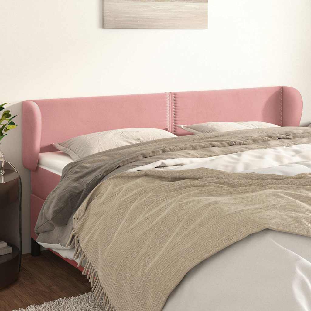 Kopfteil mit Ohren Rosa 163x23x78/88 cm Samt