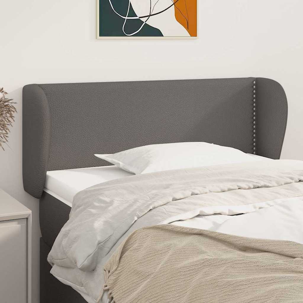 Kopfteil mit Ohren Grau 83x23x78/88 cm Kunstleder