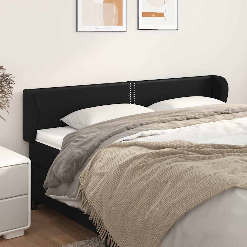 Kopfteil mit Ohren Schwarz 183x23x78/88 cm Kunstleder