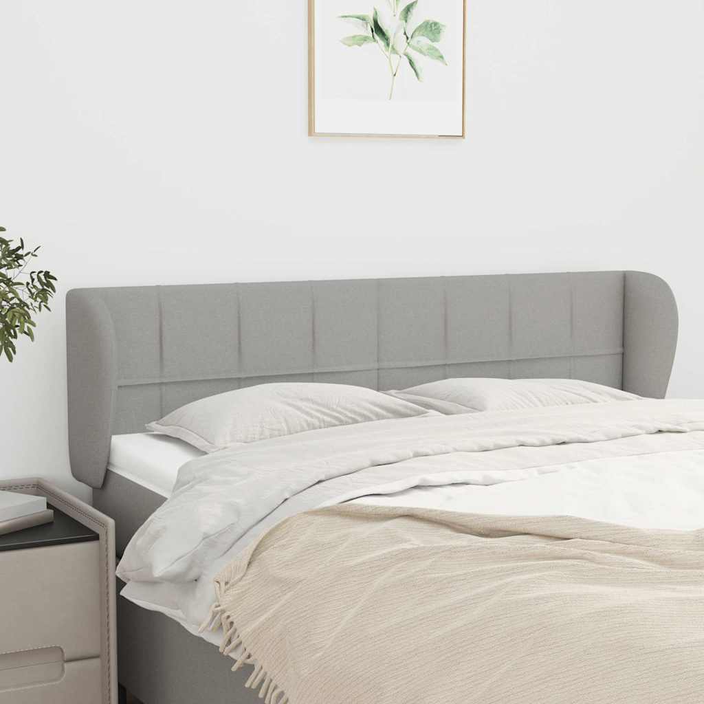 Kopfteil mit Ohren Hellgrau 147x23x78/88 cm Stoff