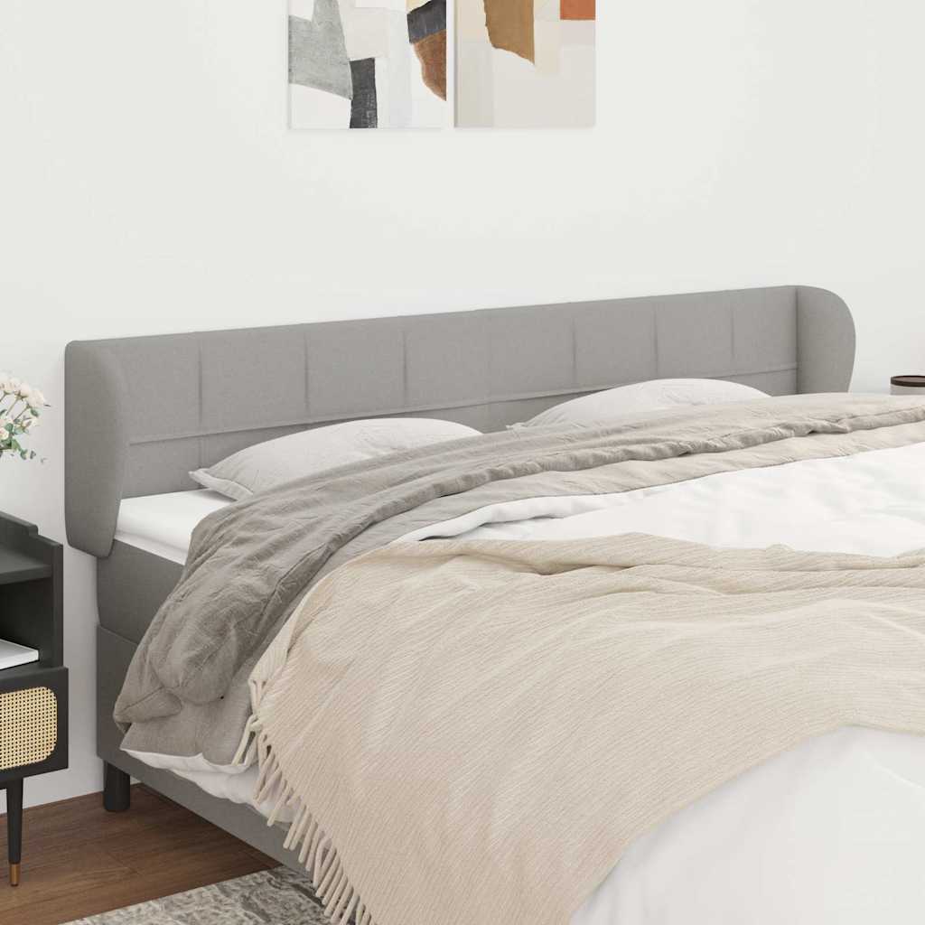 Kopfteil mit Ohren Hellgrau 183x23x78/88 cm Stoff
