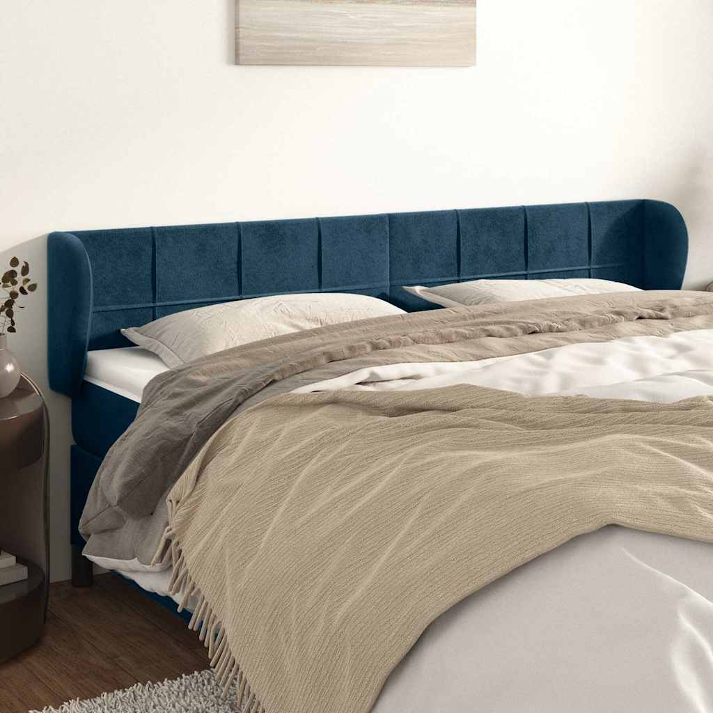 Kopfteil mit Ohren Dunkelblau 163x23x78/88 cm Samt