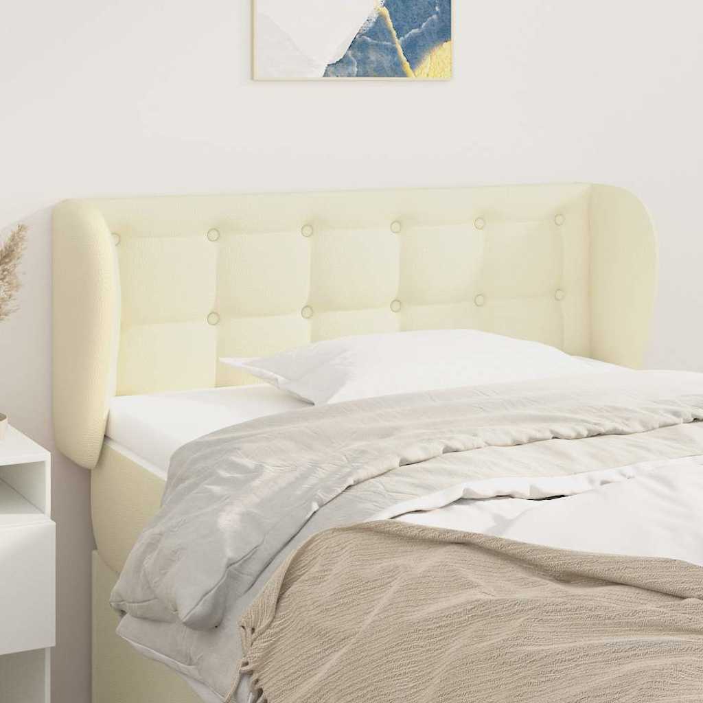 Kopfteil mit Ohren Creme 93x23x78/88 cm Kunstleder