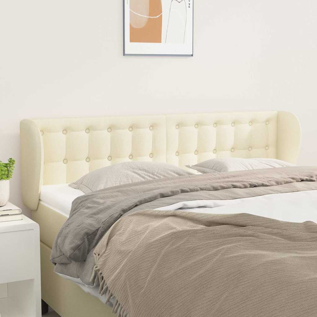Kopfteil mit Ohren Creme 147x23x78/88 cm Kunstleder