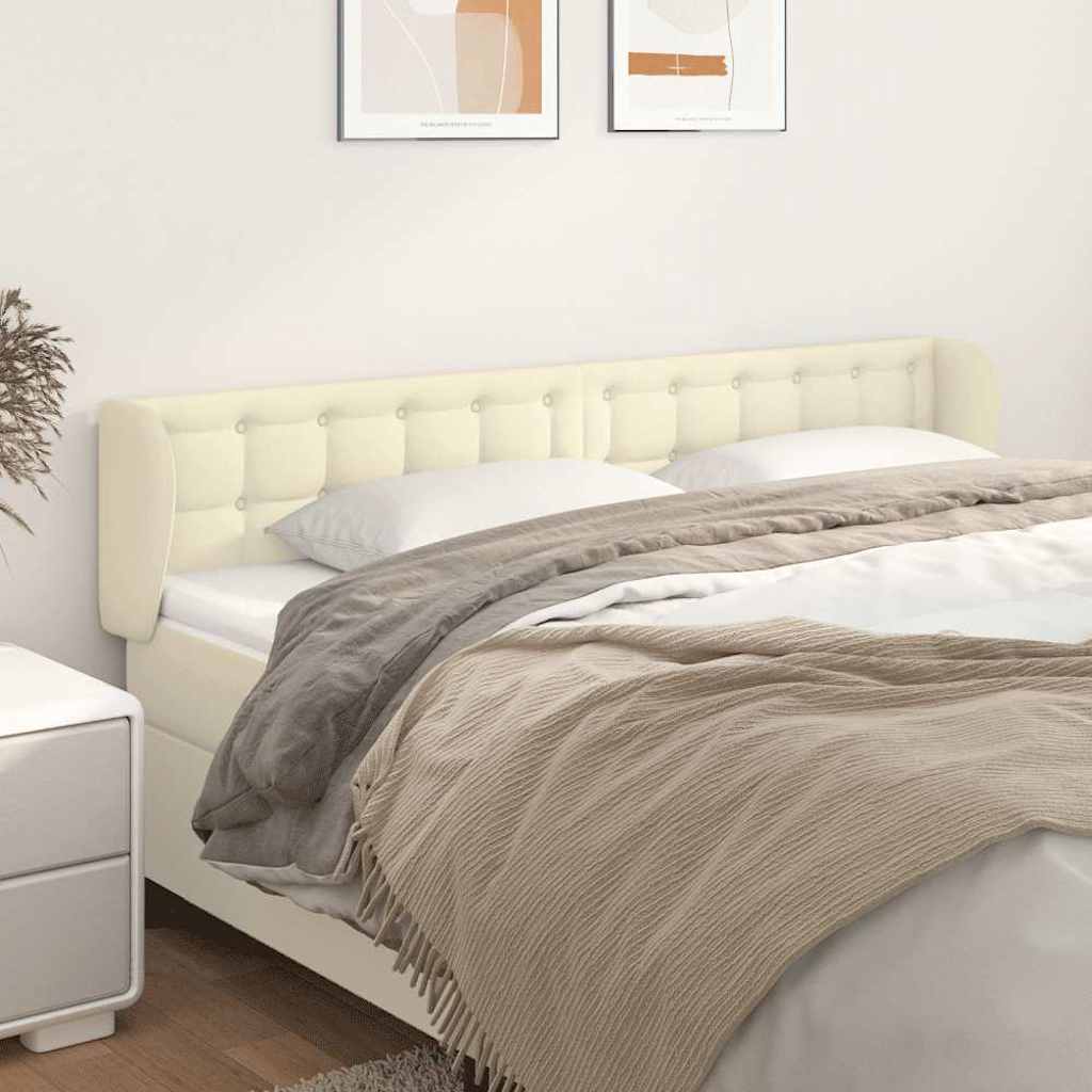Kopfteil mit Ohren Creme 163x23x78/88 cm Kunstleder