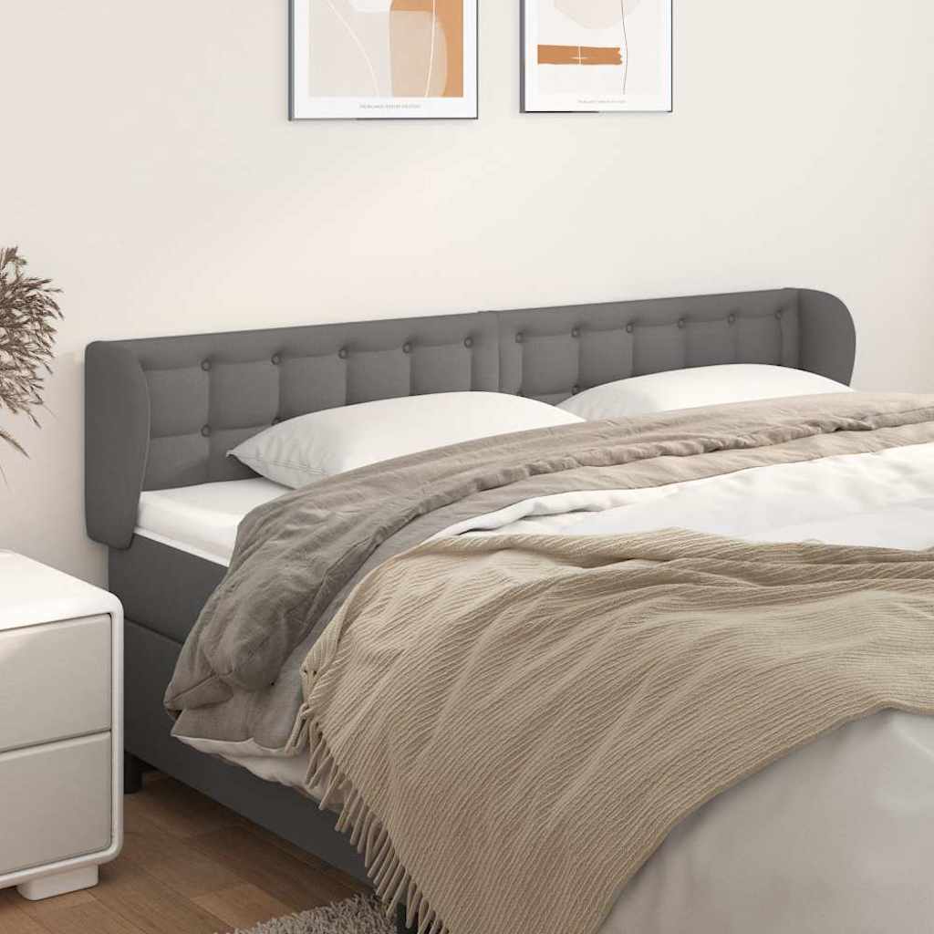 Kopfteil mit Ohren Grau 203x23x78/88 cm Kunstleder