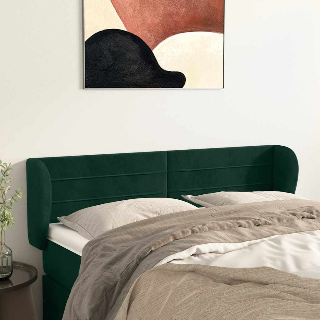 Kopfteil mit Ohren Dunkelgrün 147x23x78/88 cm Samt