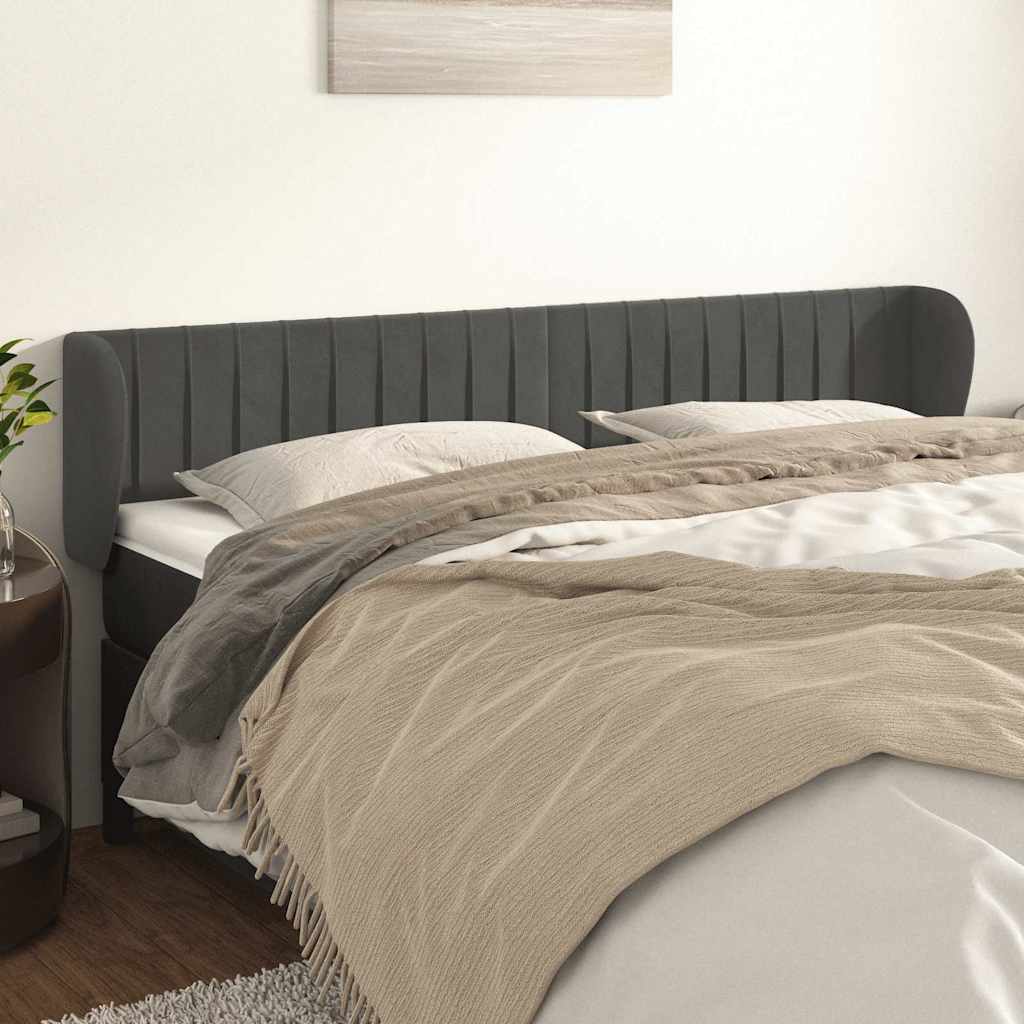 Kopfteil mit Ohren Dunkelgrau 183x23x78/88 cm Samt