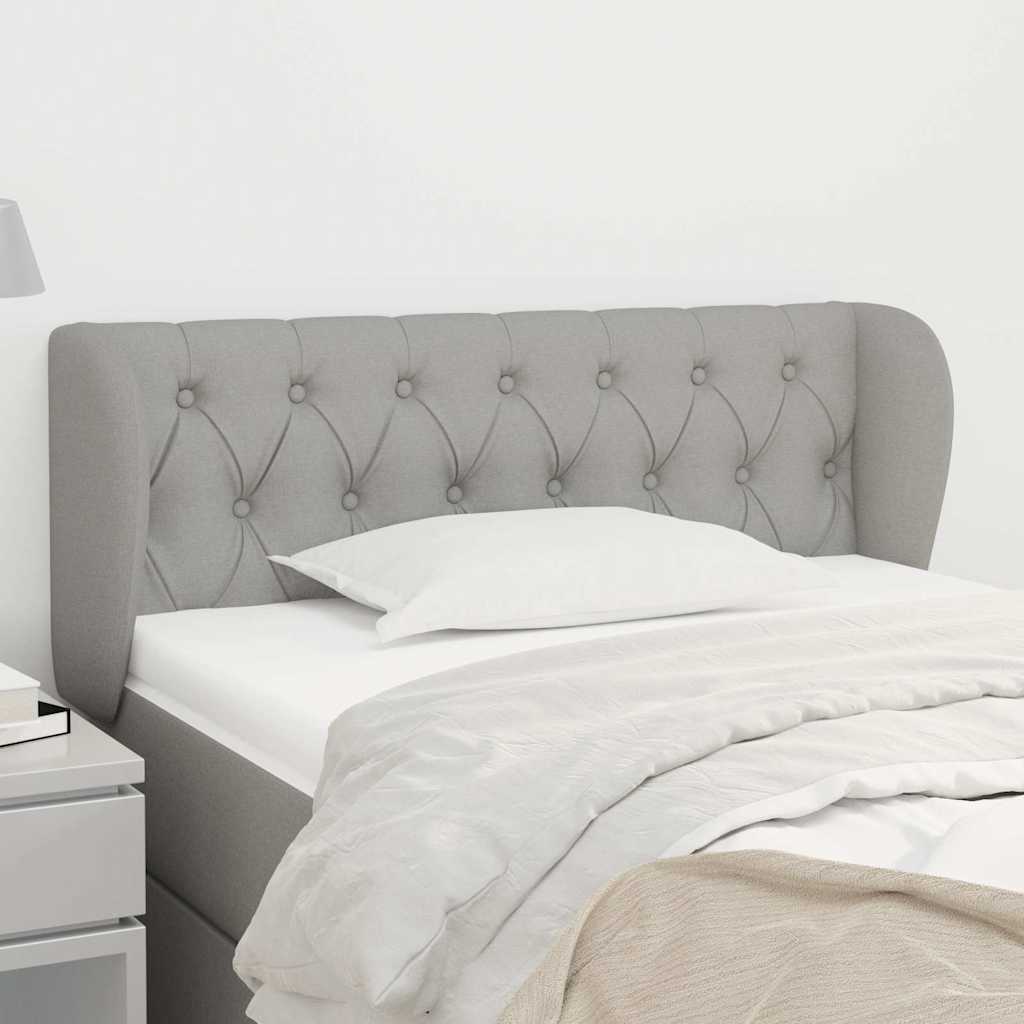 Kopfteil mit Ohren Hellgrau 93x23x78/88 cm Stoff