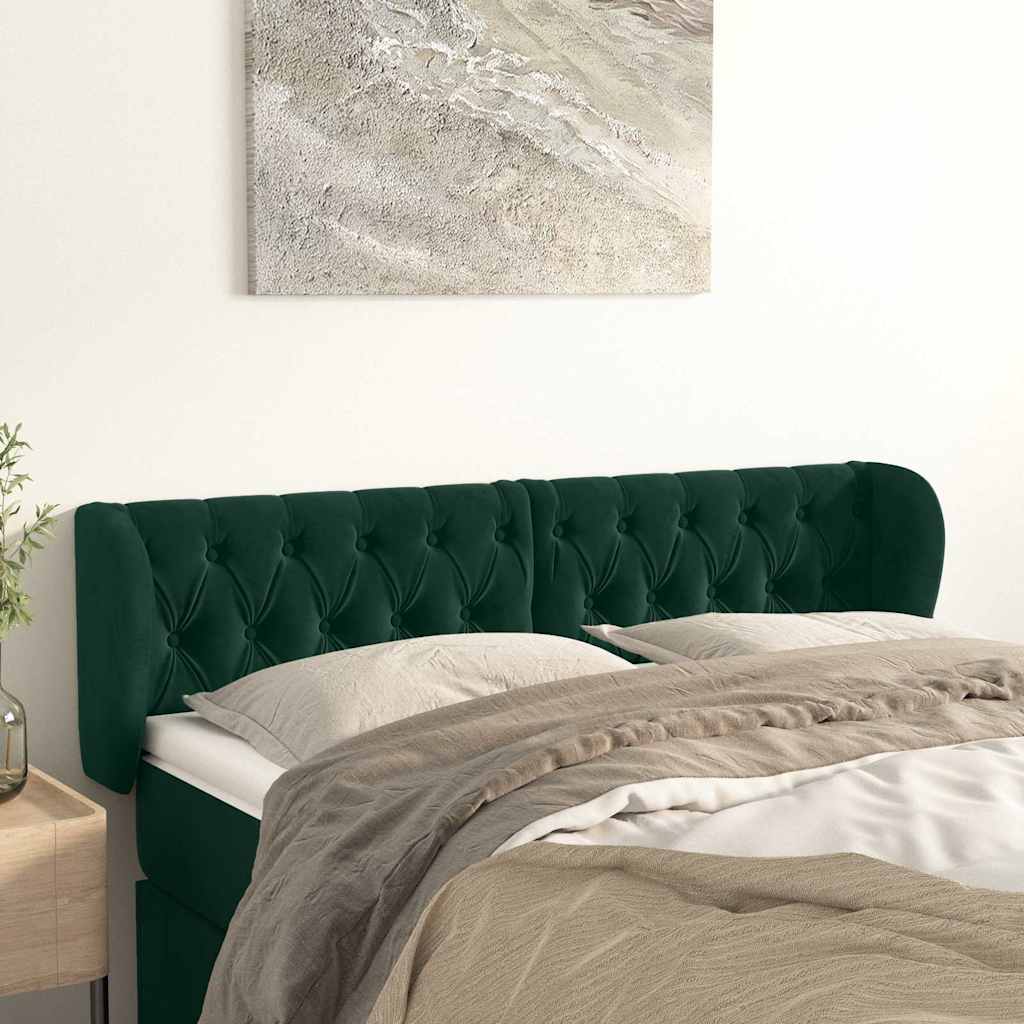 Kopfteil mit Ohren Dunkelgrün 163x23x78/88 cm Samt