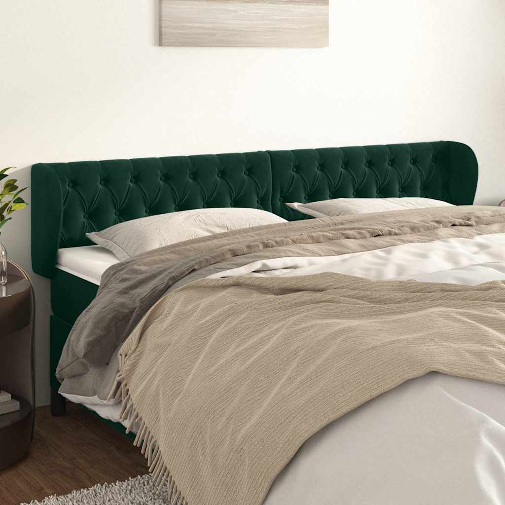 Kopfteil mit Ohren Dunkelgrün 203x23x78/88 cm Samt