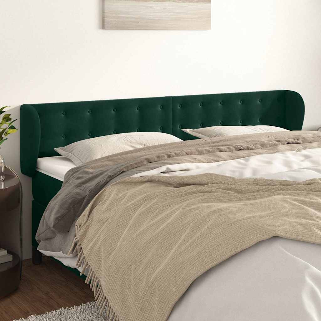 Kopfteil mit Ohren Dunkelgrün 183x23x78/88 cm Samt