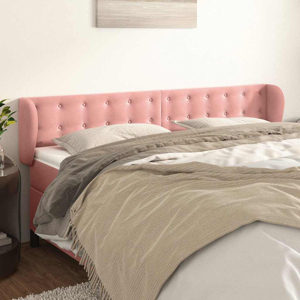 Kopfteil mit Ohren Rosa 183x23x78/88 cm Samt