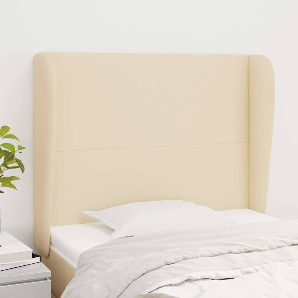 Kopfteil mit Ohren Creme 103x23x118/128 cm Stoff
