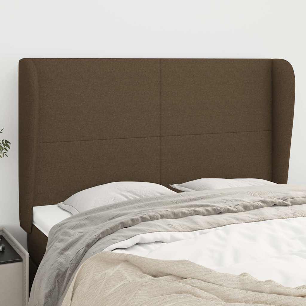 Kopfteil mit Ohren Dunkelbraun 147x23x118/128 cm Stoff