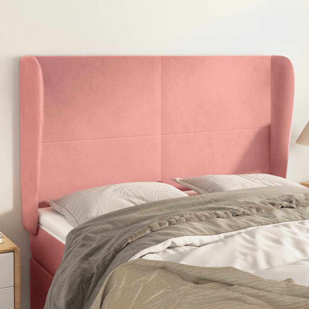 Kopfteil mit Ohren Rosa 147x23x118/128 cm Samt