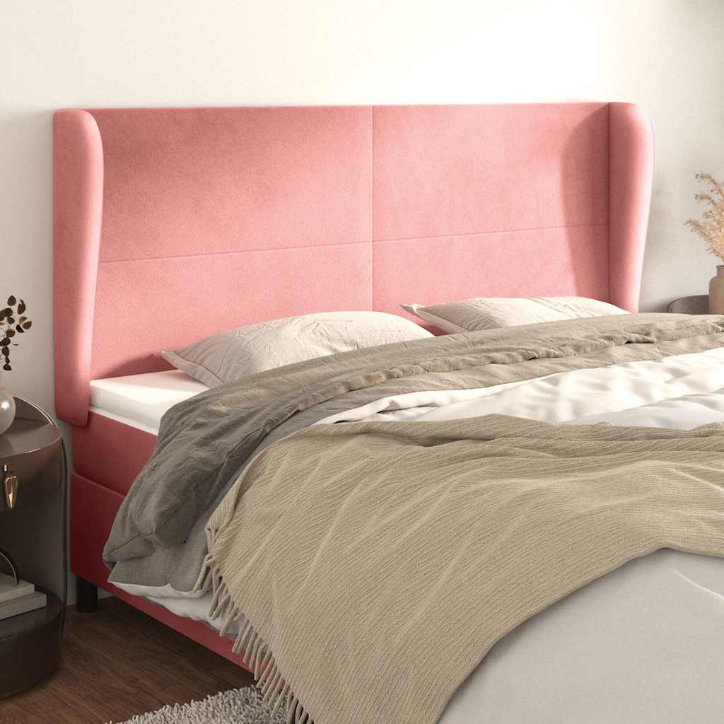 Kopfteil mit Ohren Rosa 183x23x118/128 cm Samt