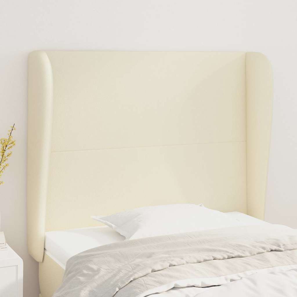 Kopfteil mit Ohren Creme 83x23x118/128 cm Kunstleder