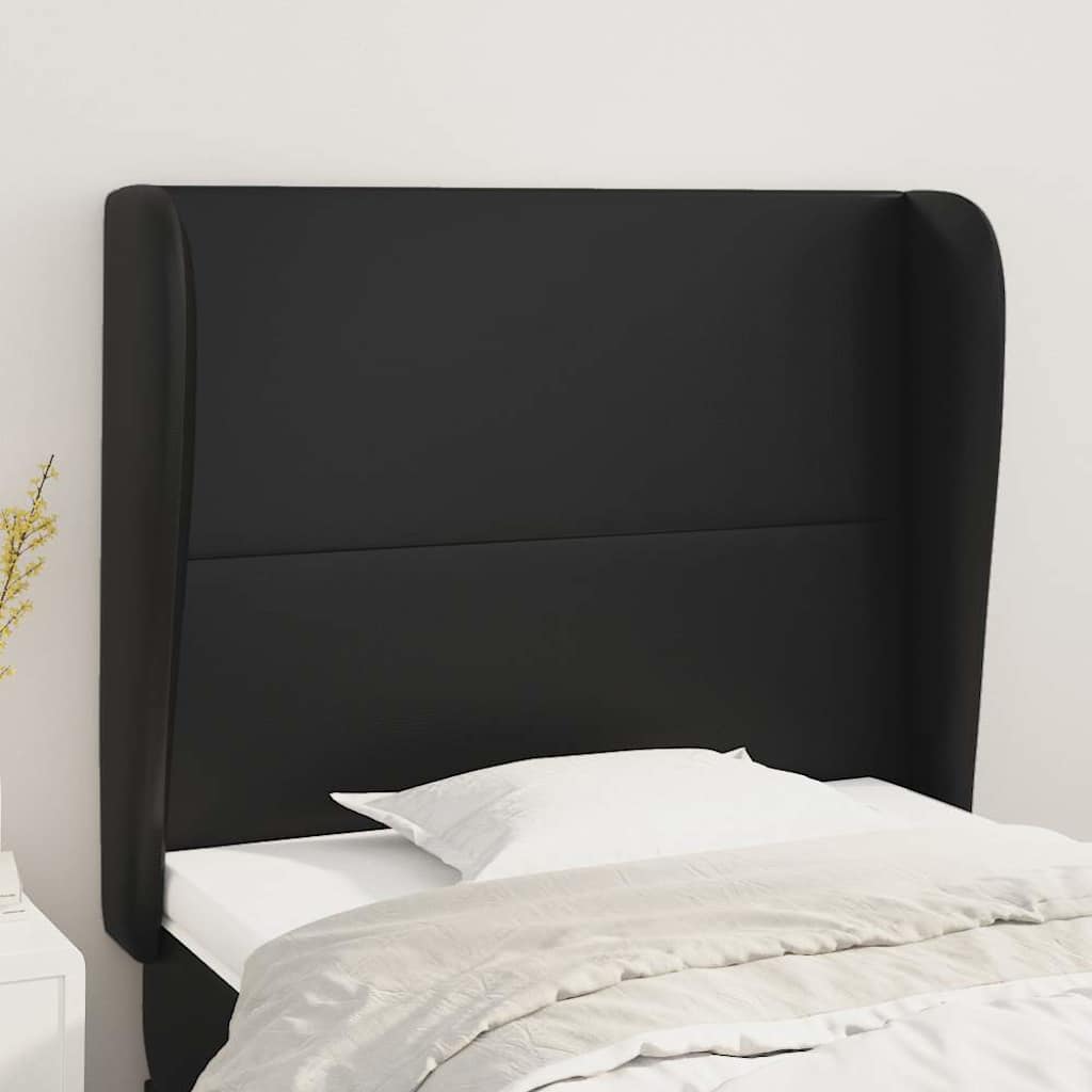 Kopfteil mit Ohren Schwarz 103x23x118/128 cm Kunstleder