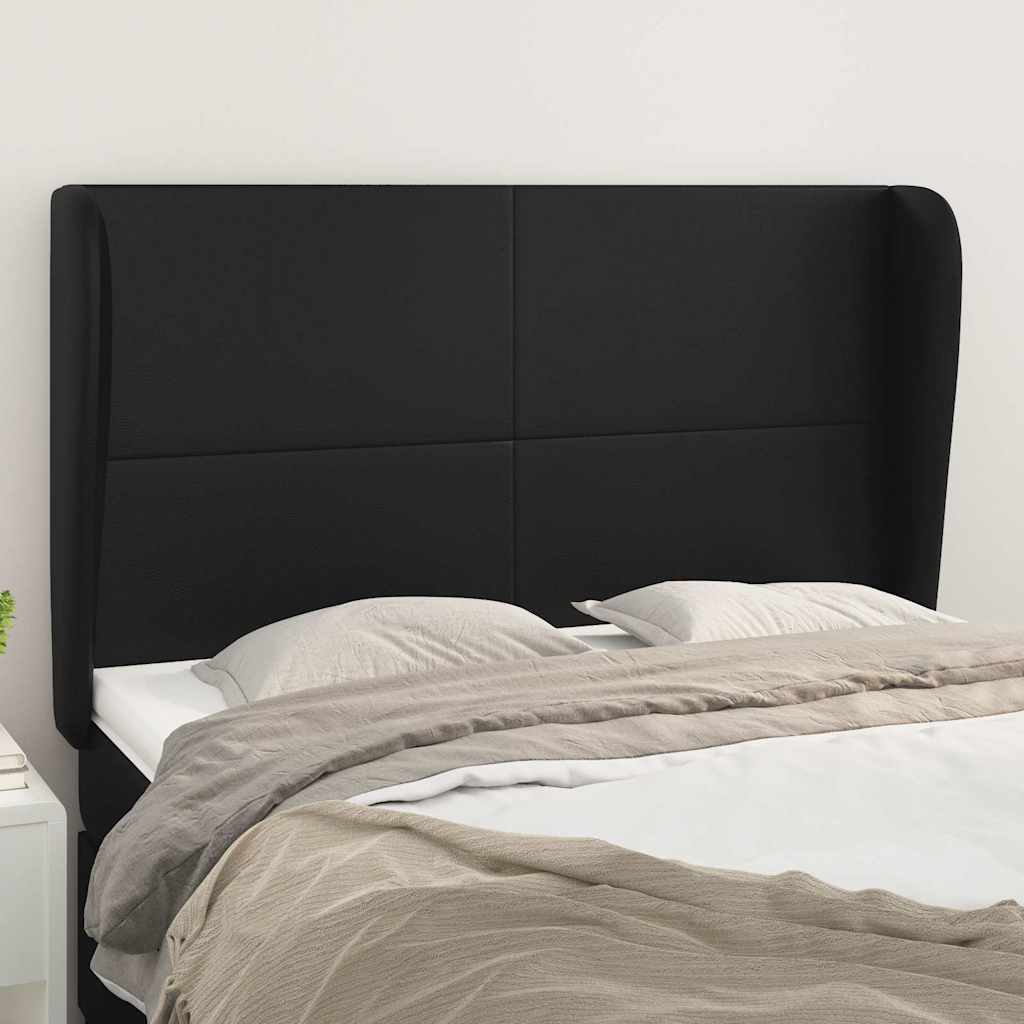 Kopfteil mit Ohren Schwarz 147x23x118/128 cm Kunstleder