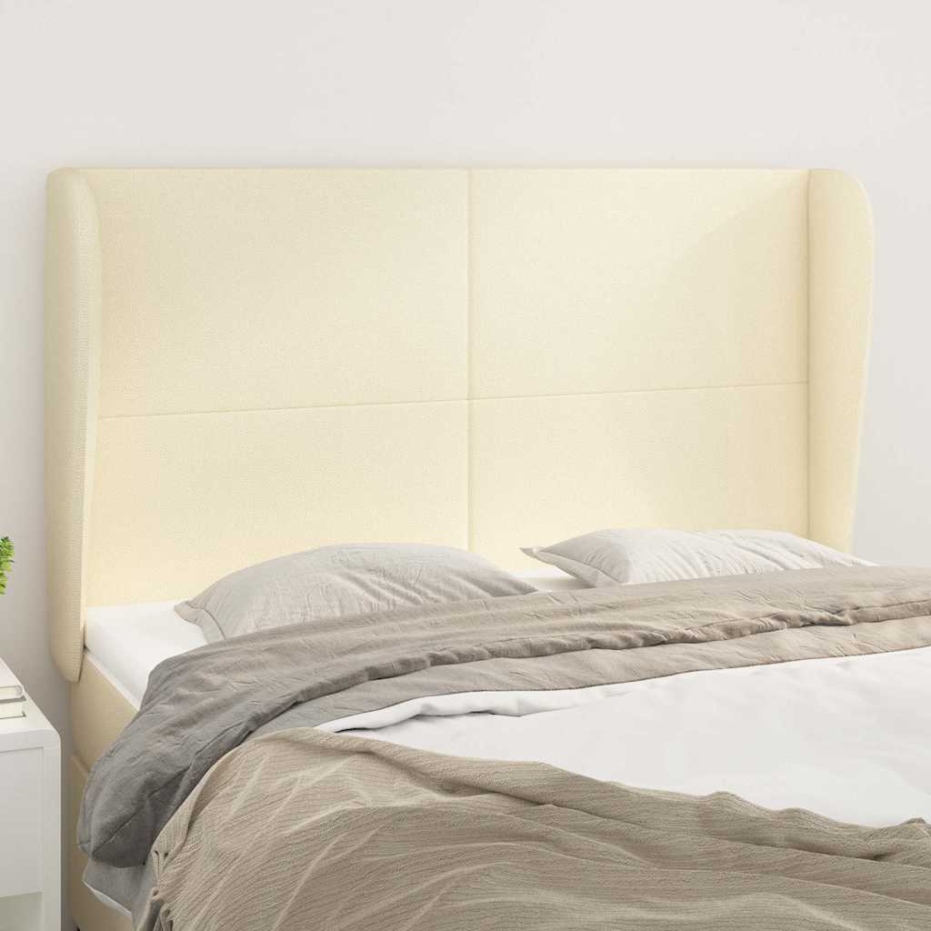 Kopfteil mit Ohren Creme 147x23x118/128 cm Kunstleder