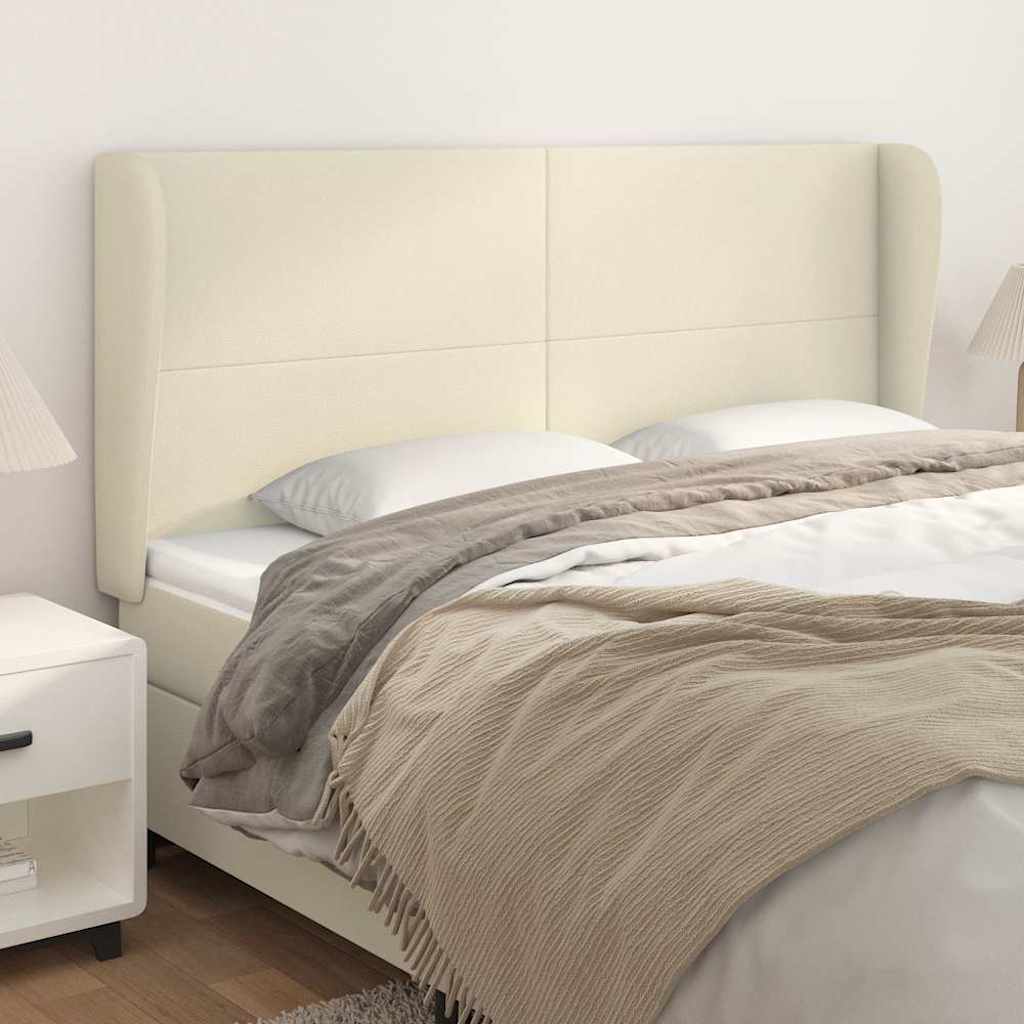 Kopfteil mit Ohren Creme 203x23x118/128 cm Kunstleder
