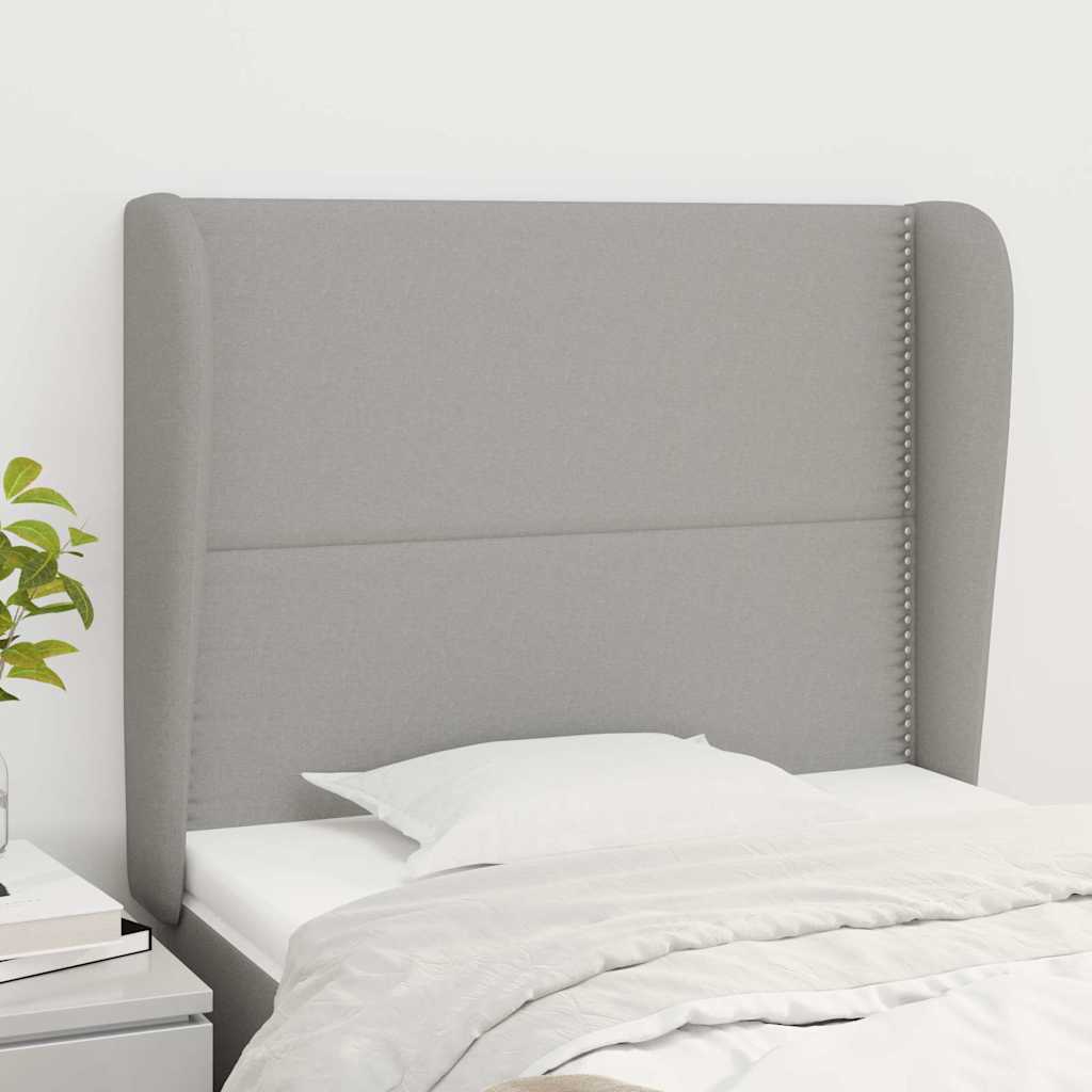 Kopfteil mit Ohren Hellgrau 93x23x118/128 cm Stoff