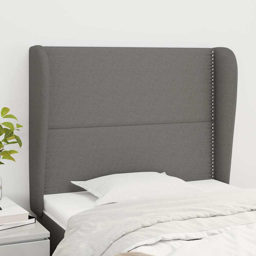 Kopfteil mit Ohren Dunkelgrau 103x23x118/128 cm Stoff