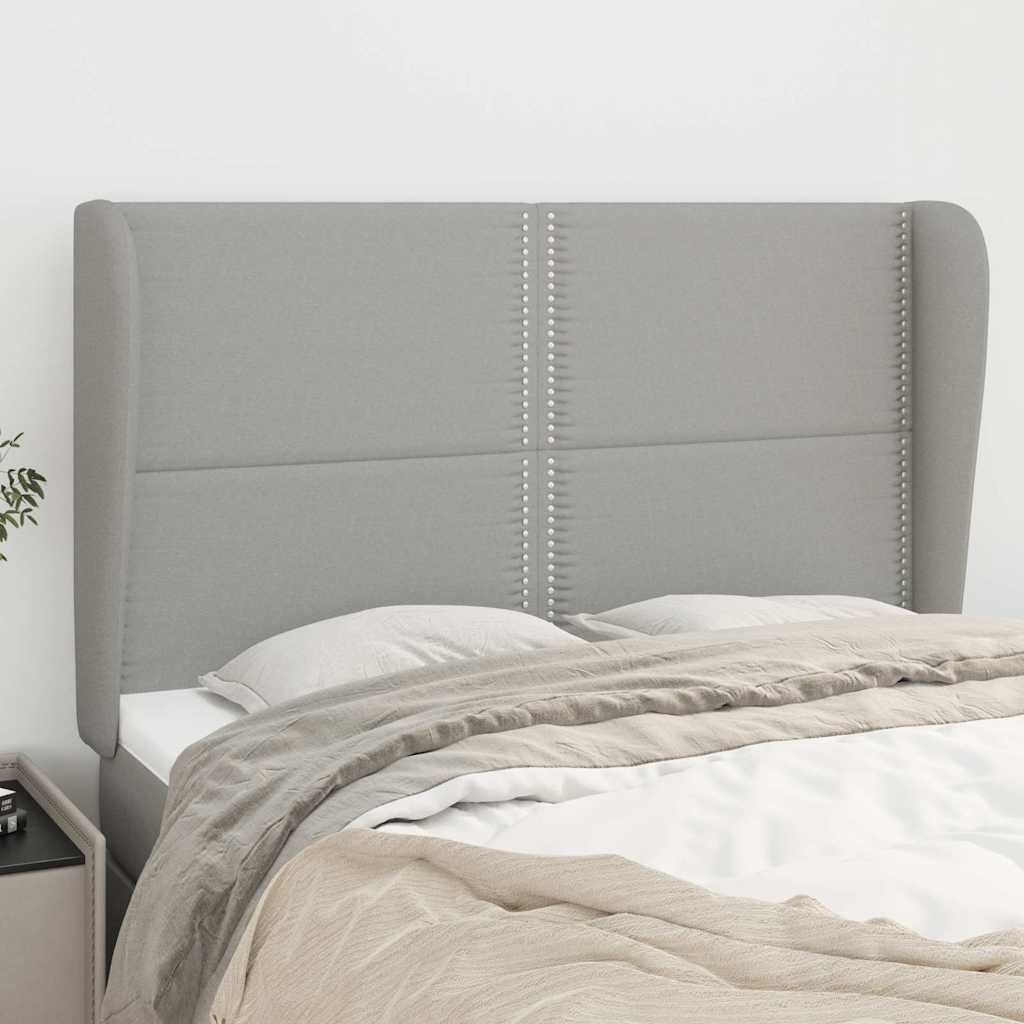 Kopfteil mit Ohren Hellgrau 147x23x118/128 cm Stoff