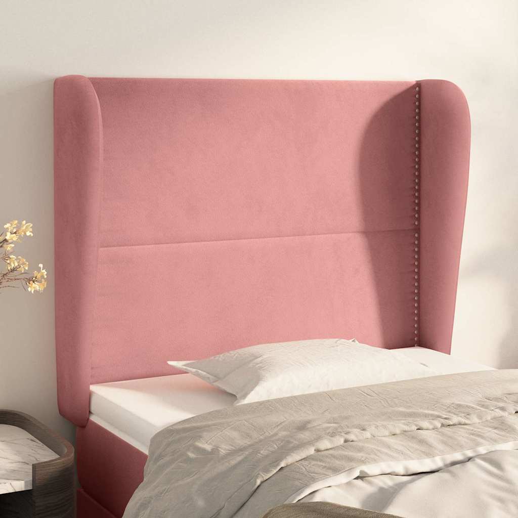 Kopfteil mit Ohren Rosa 93x23x118/128 cm Samt