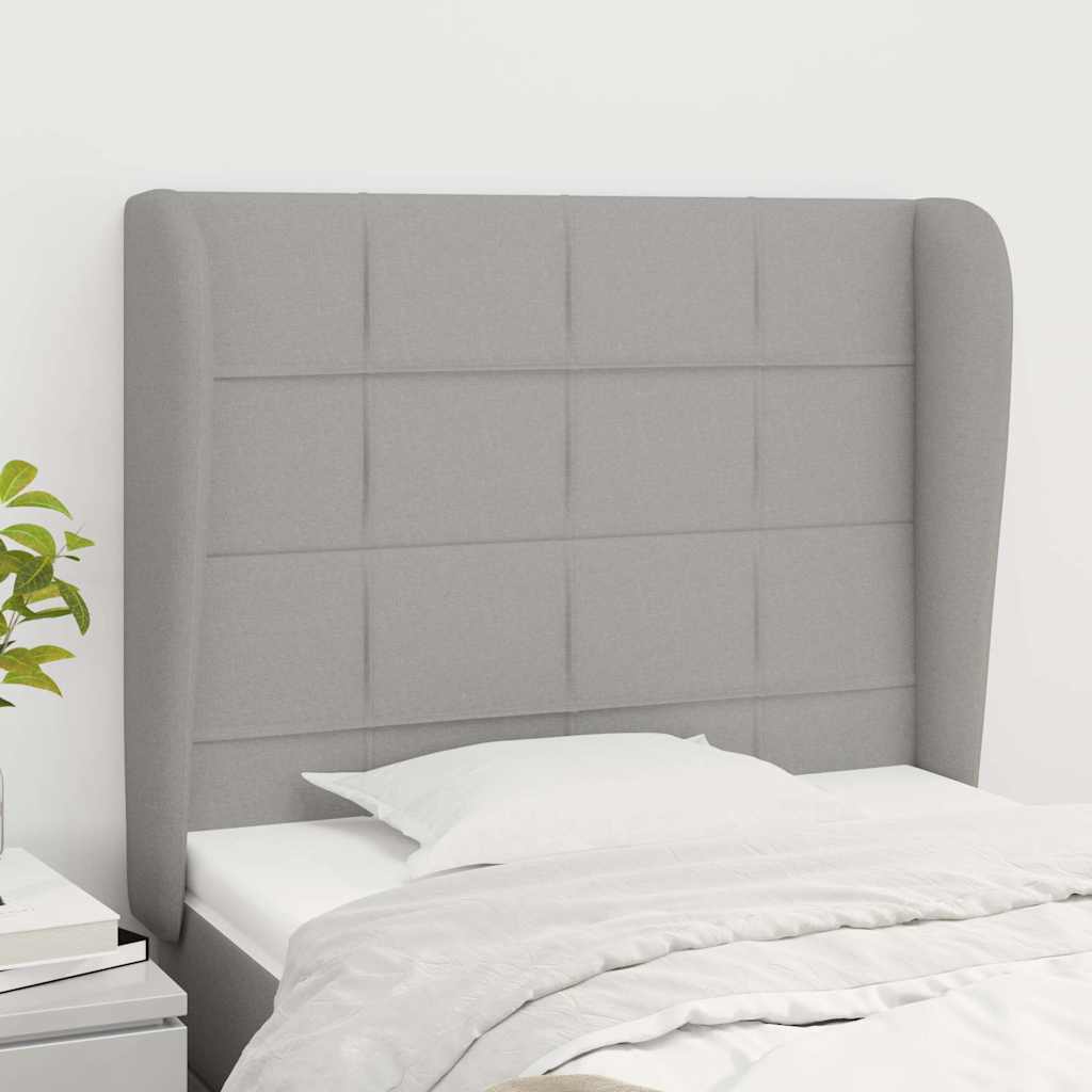 Kopfteil mit Ohren Hellgrau 103x23x118/128 cm Stoff