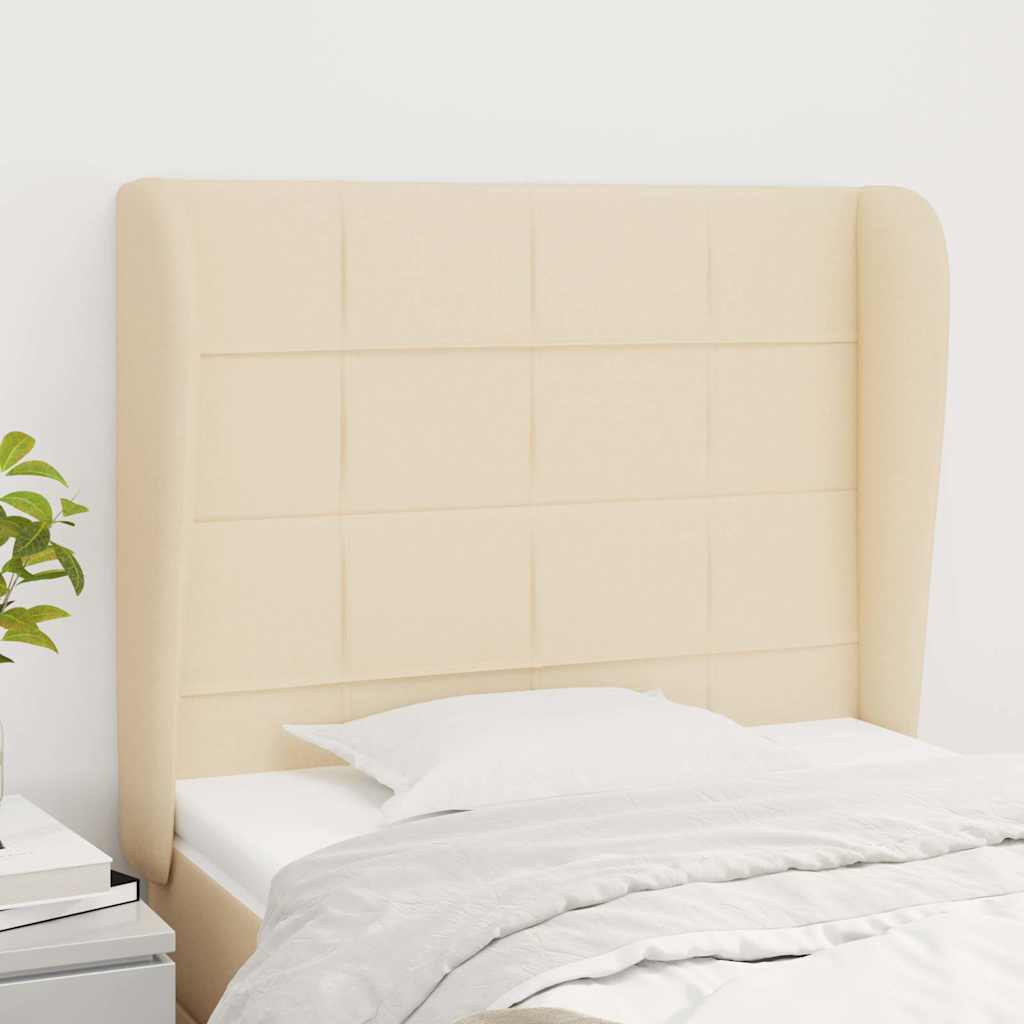 Kopfteil mit Ohren Creme 103x23x118/128 cm Stoff