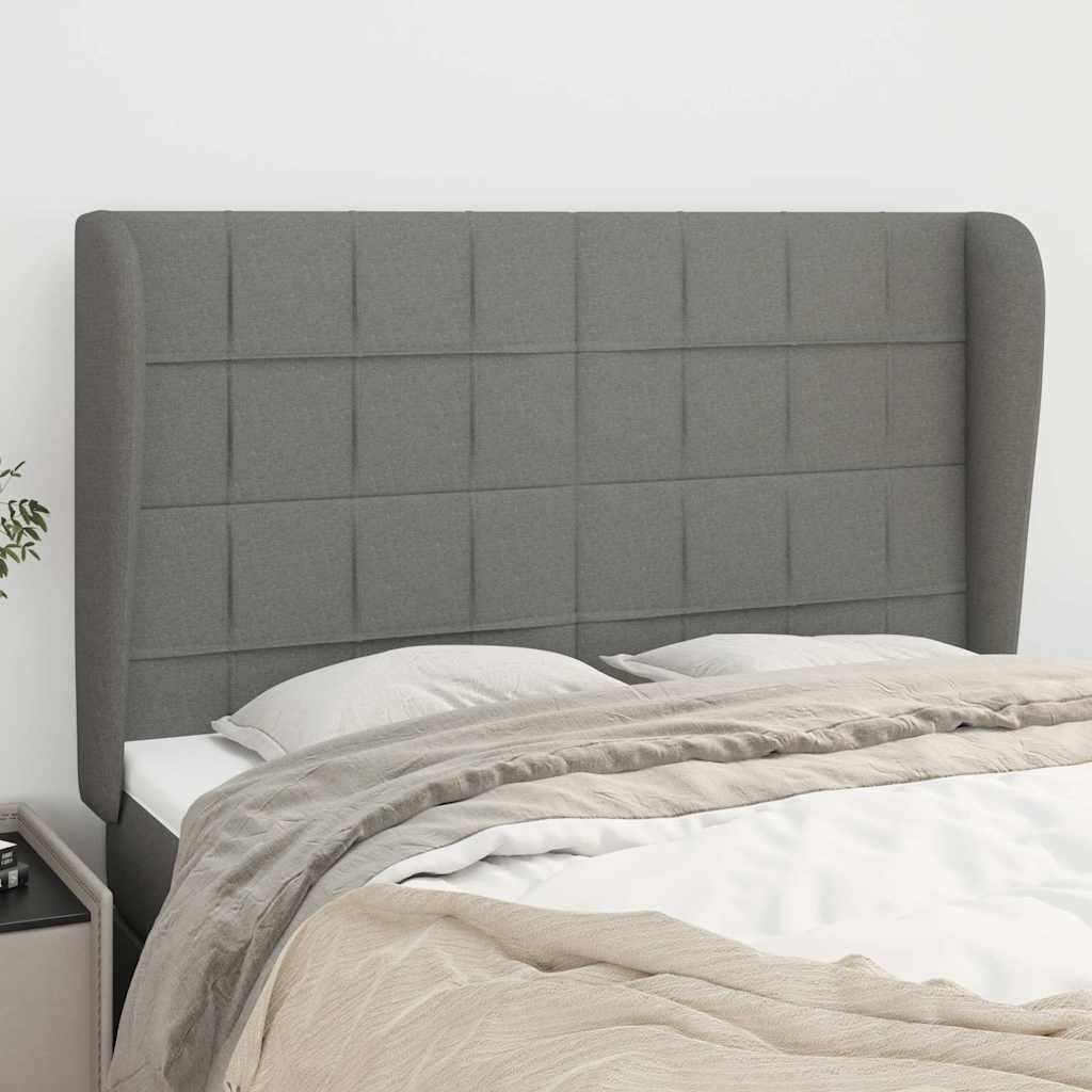 Kopfteil mit Ohren Dunkelgrau 147x23x118/128 cm Stoff