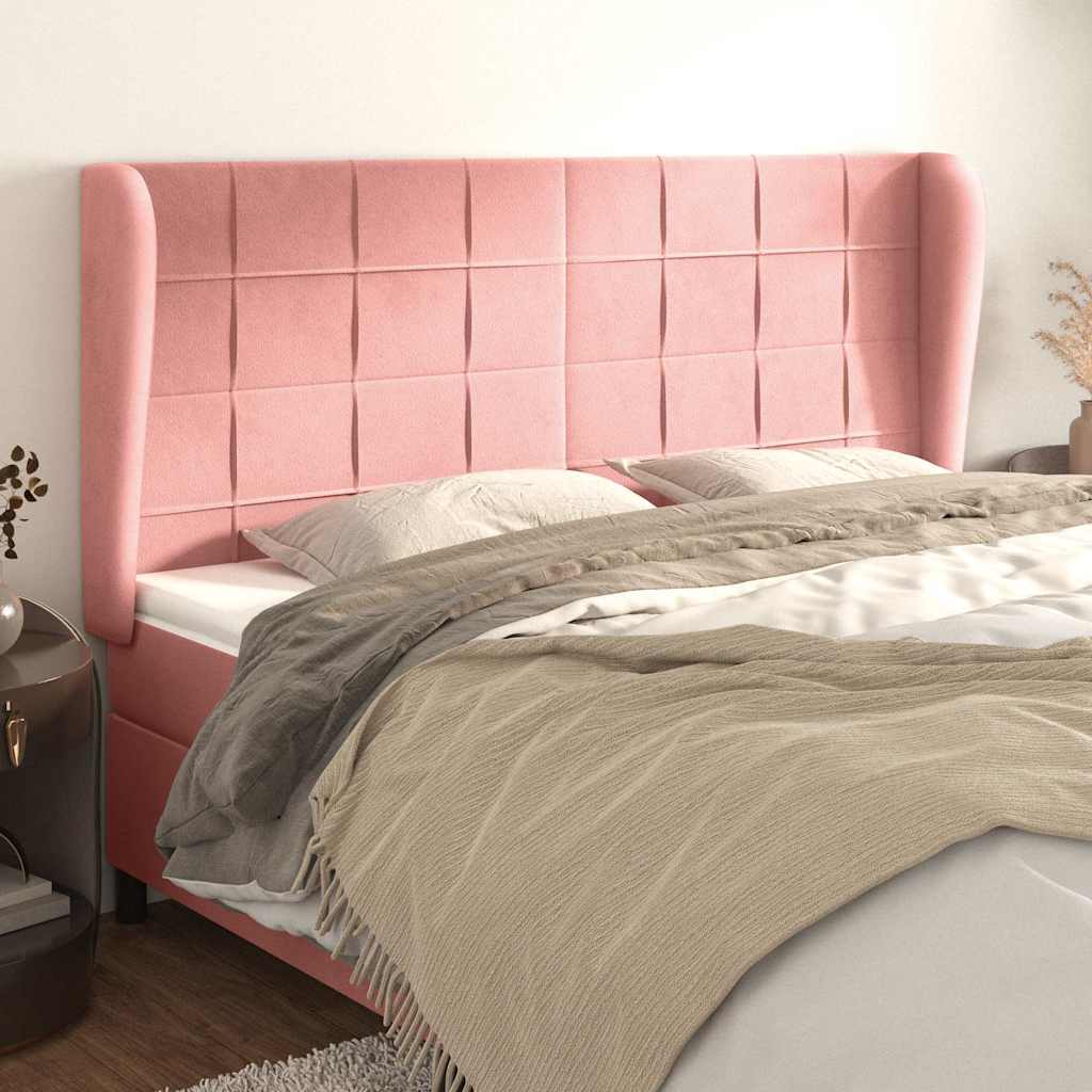 Kopfteil mit Ohren Rosa 203x23x118/128 cm Samt