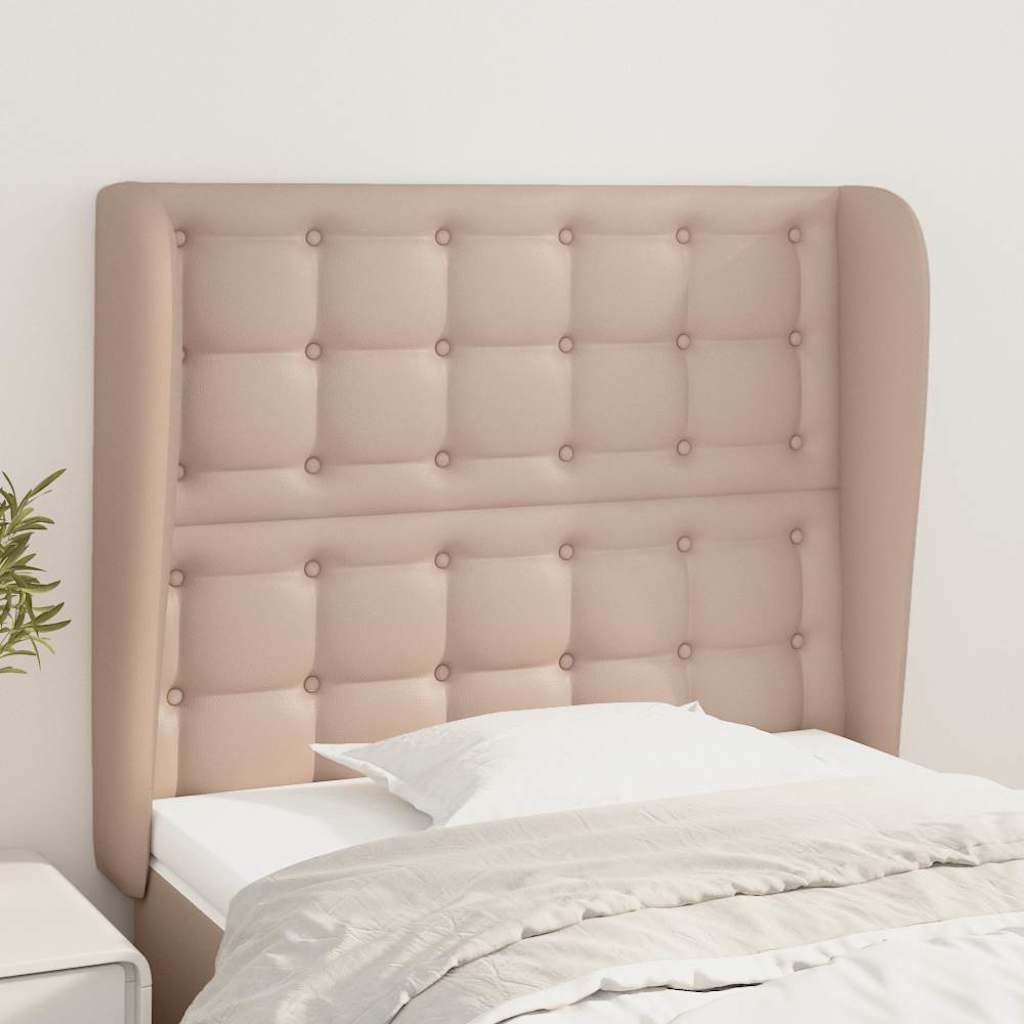 Kopfteil mit Ohren Cappuccino-Braun 83x23x118/128 cm Kunstleder