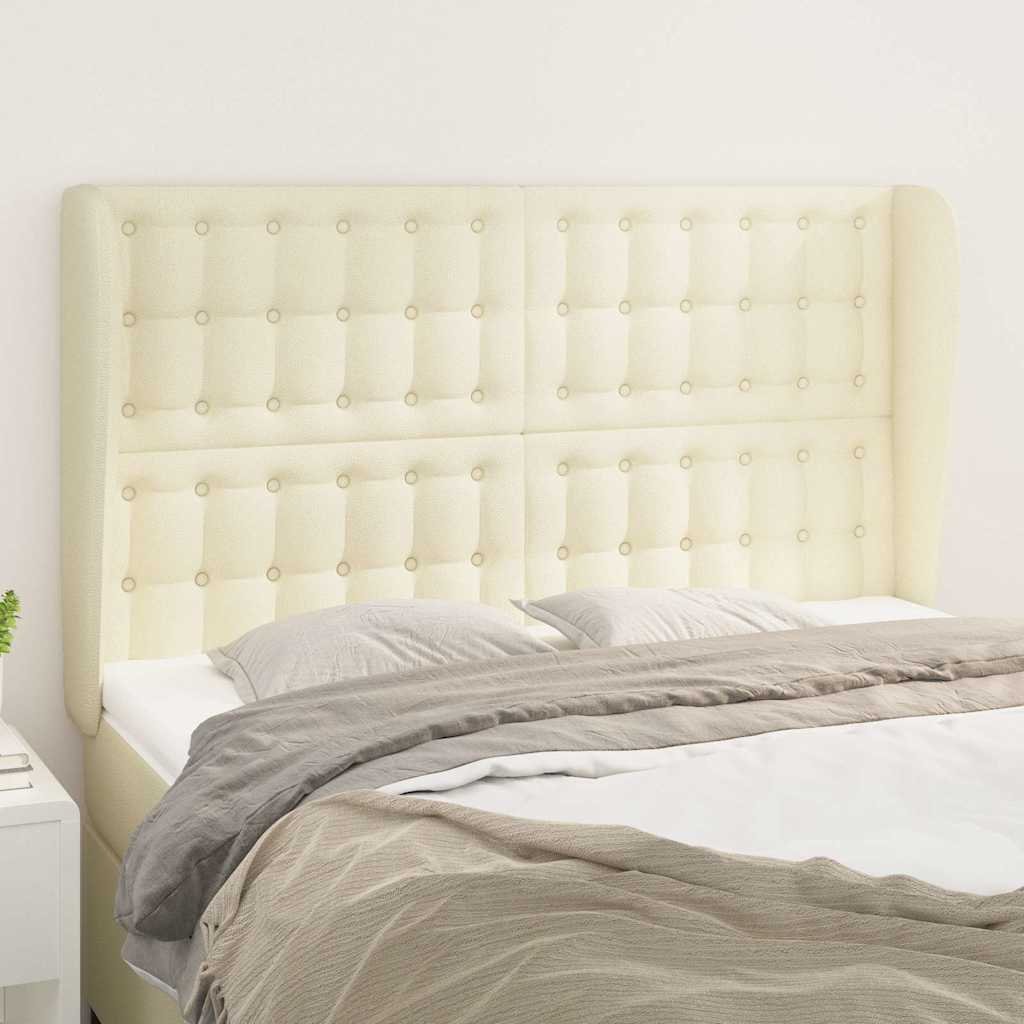 Kopfteil mit Ohren Creme 147x23x118/128 cm Kunstleder