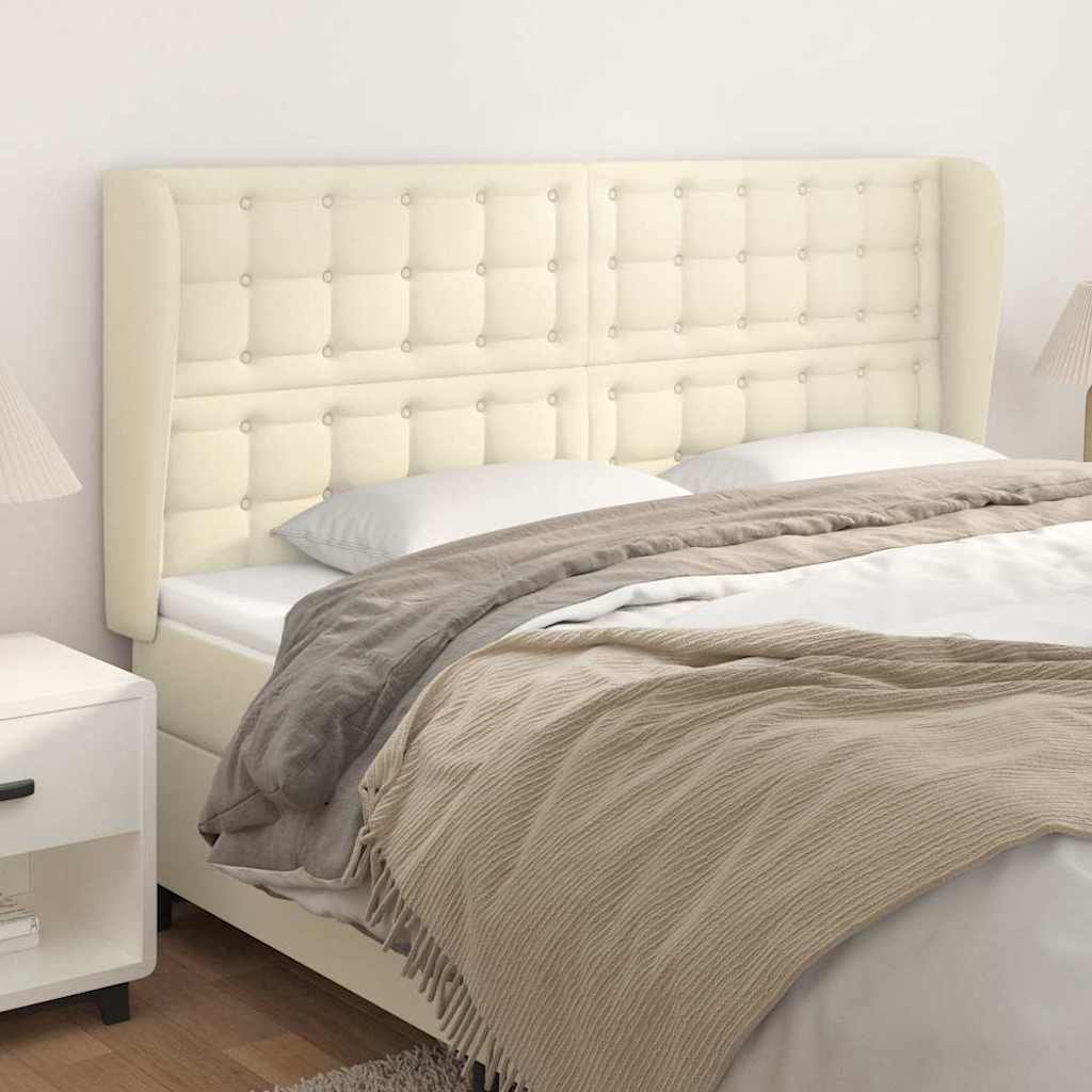 Kopfteil mit Ohren Creme 163x23x118/128 cm Kunstleder