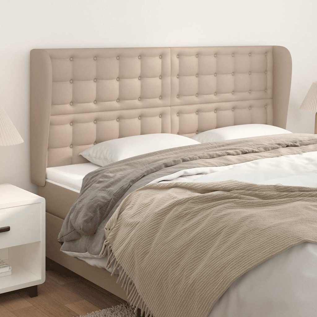 Kopfteil mit Ohren Cappuccino-Braun 203x23x118/128cm Kunstleder