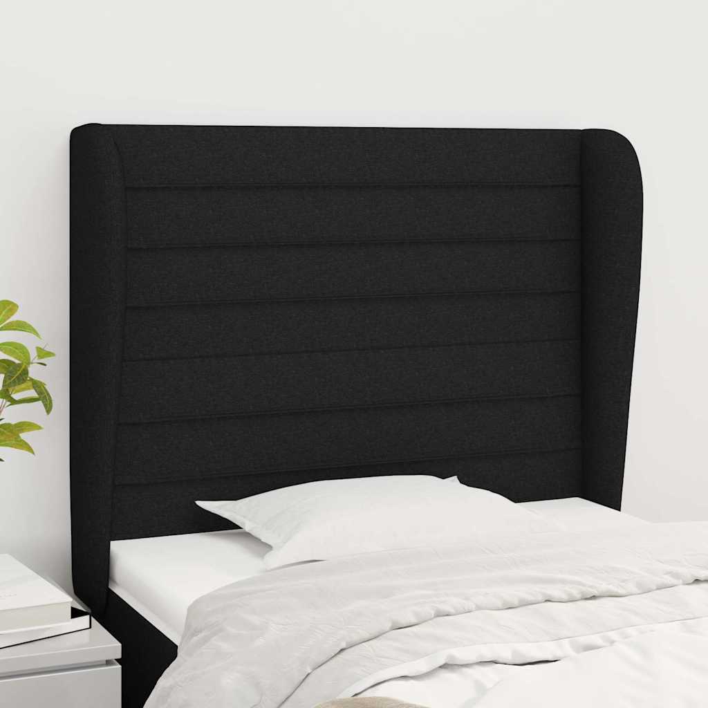 Kopfteil mit Ohren Schwarz 93x23x118/128 cm Stoff