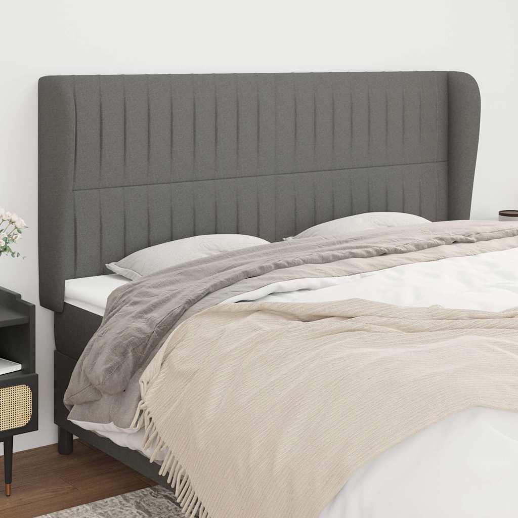 Kopfteil mit Ohren Dunkelgrau 183x23x118/128 cm Stoff