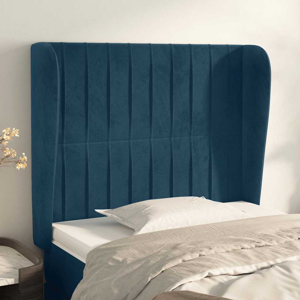 Kopfteil mit Ohren Dunkelblau 83x23x118/128 cm Samt