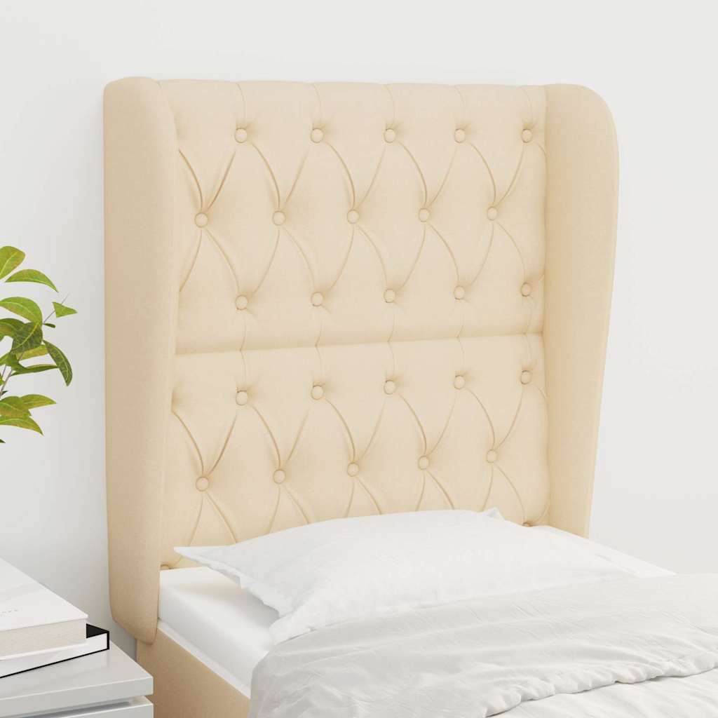 Kopfteil mit Ohren Creme 83x23x118/128 cm Stoff