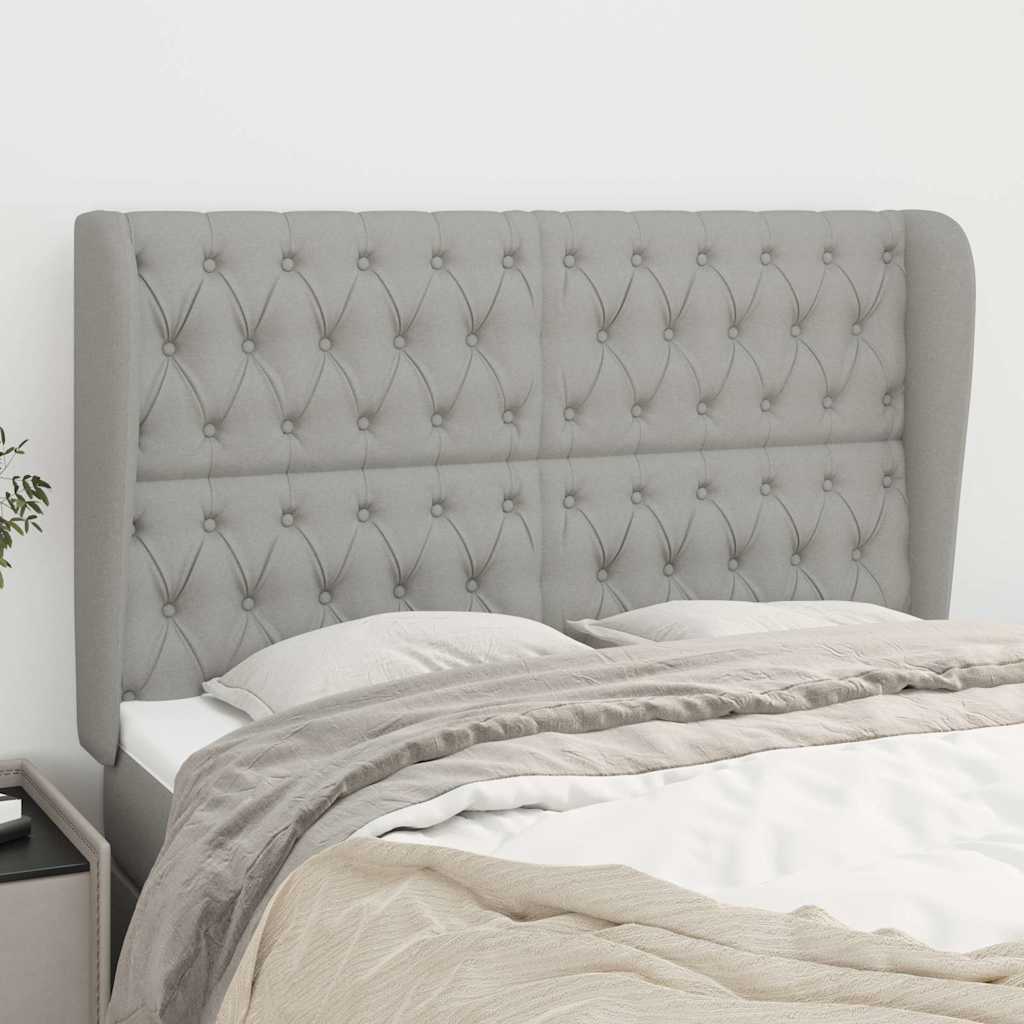 Kopfteil mit Ohren Hellgrau 163x23x118/128 cm Stoff