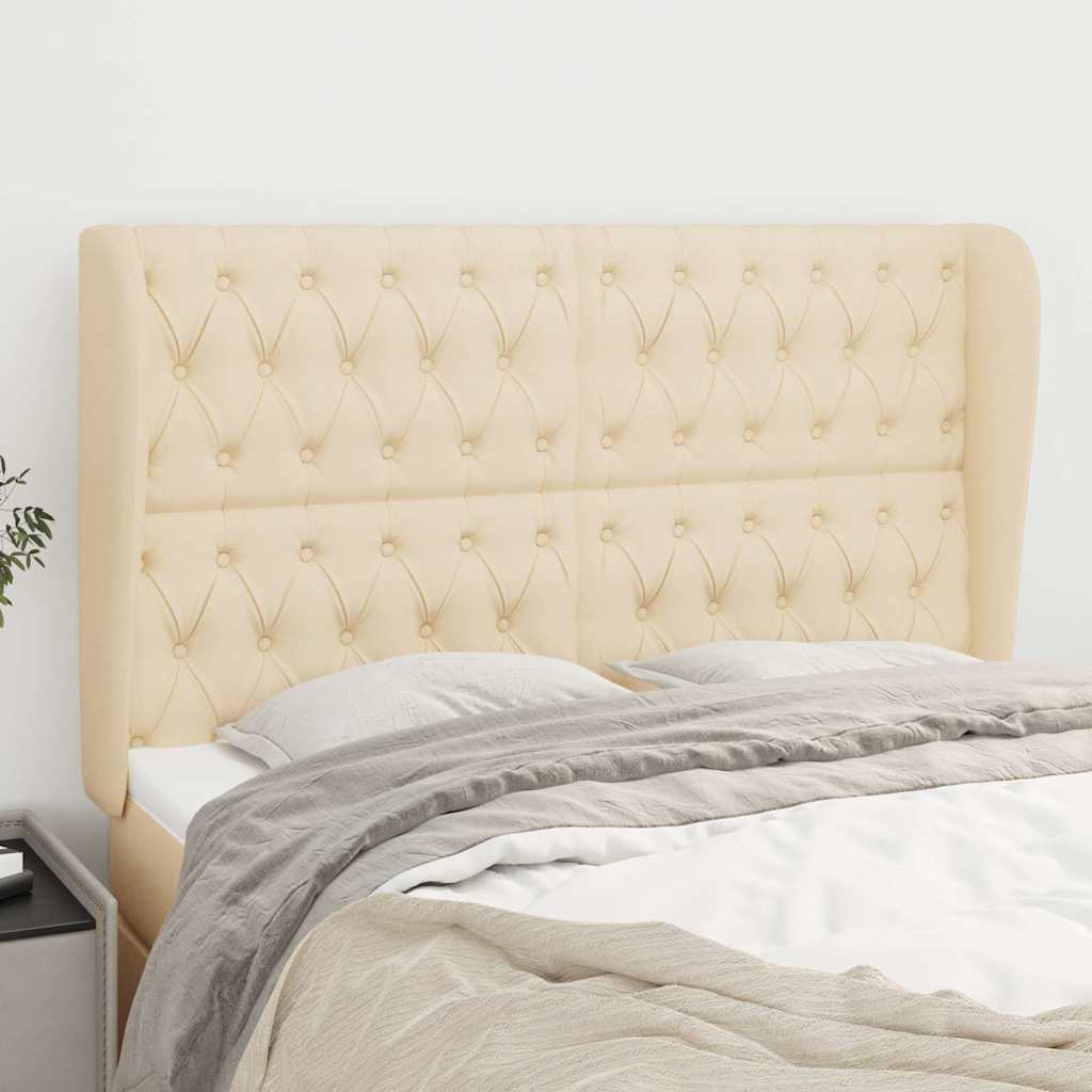 Kopfteil mit Ohren Creme 163x23x118/128 cm Stoff